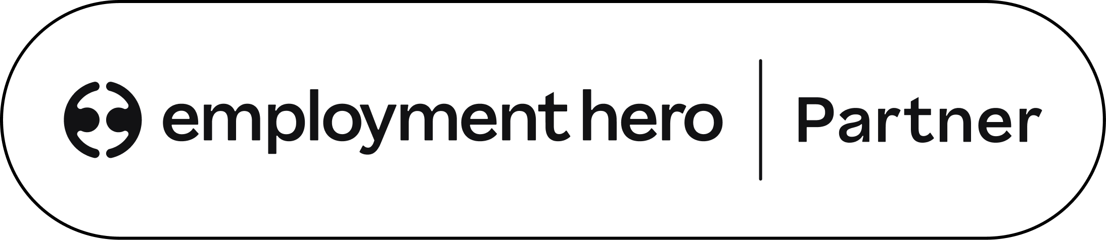 Employment Hero Partner badge with logo and text on white background.